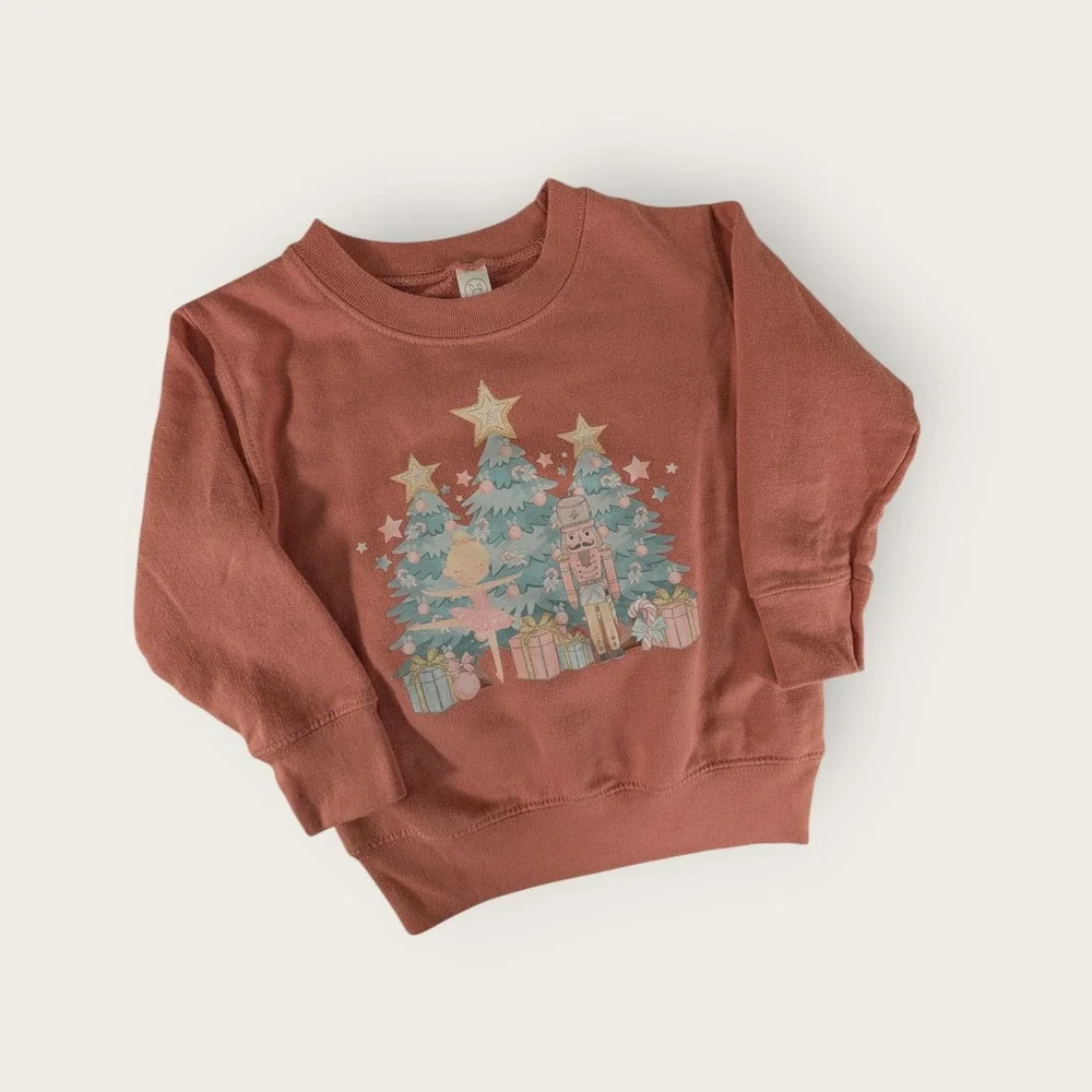 Rabbit Skins Toddler Christmas Tree Graphic Sweatshirt Size 2T